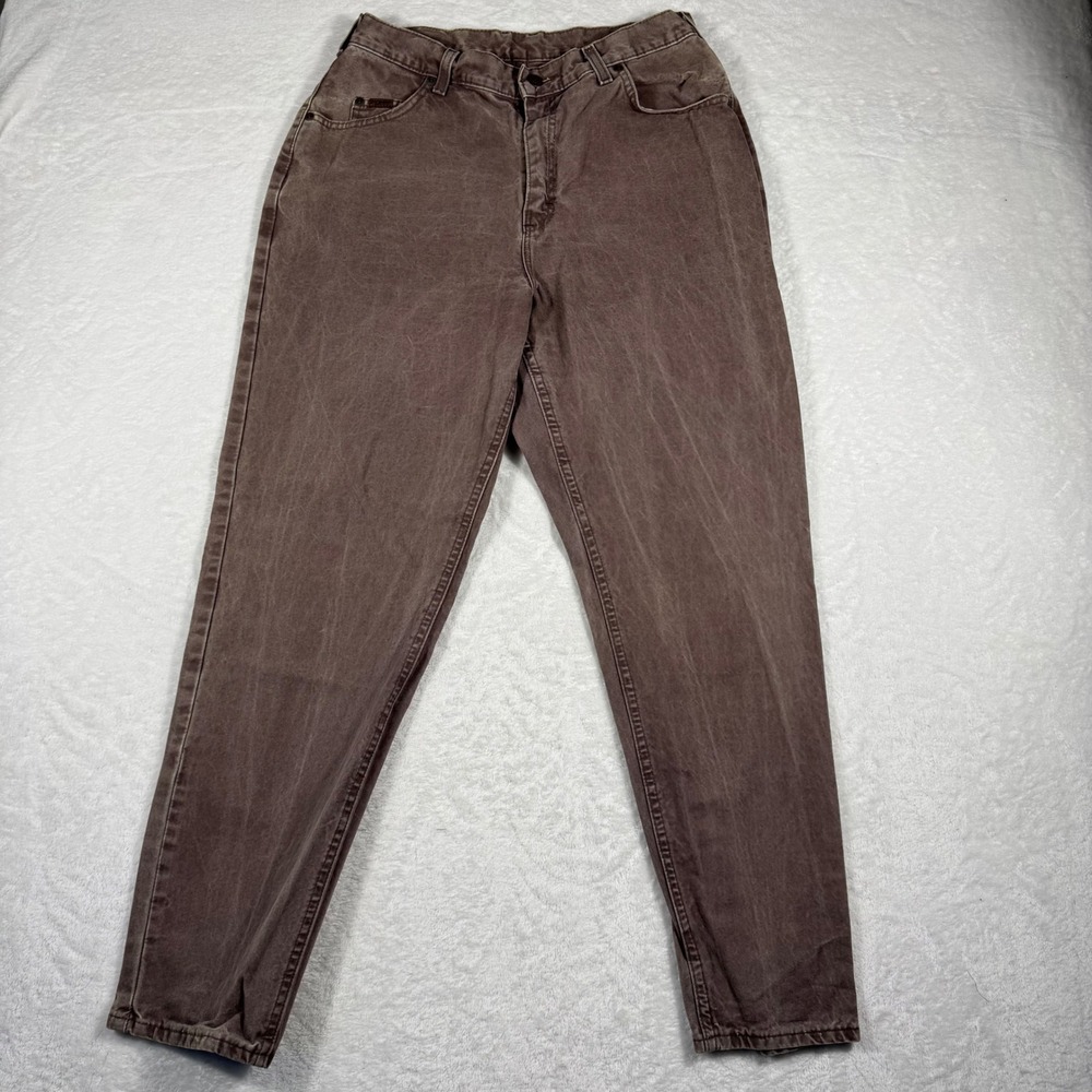 Vintage Lee Jeans Women's 14M Washed Brown Denim High Rise Tapered Leg